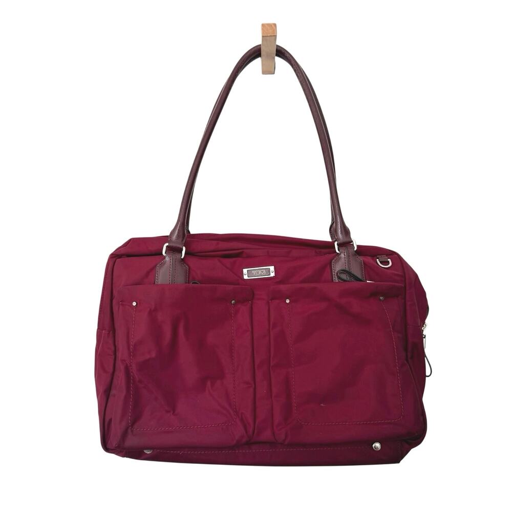 TUMI Voyageur Cortina Boarding Tote Burgundy Nylon Light Travel Carry On Bag